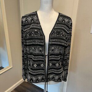 Jovani New York 100% Silk Black Beaded Formal Jacket with tie front, Size M/L?